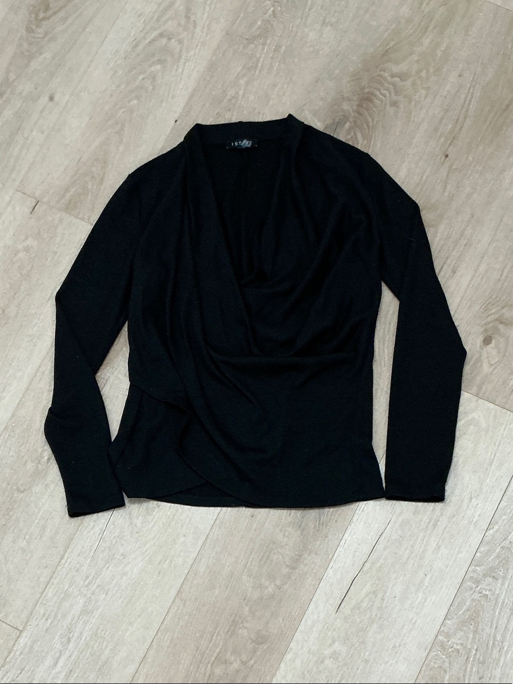 1. State Black Wrap-Style Long Sleeve Top